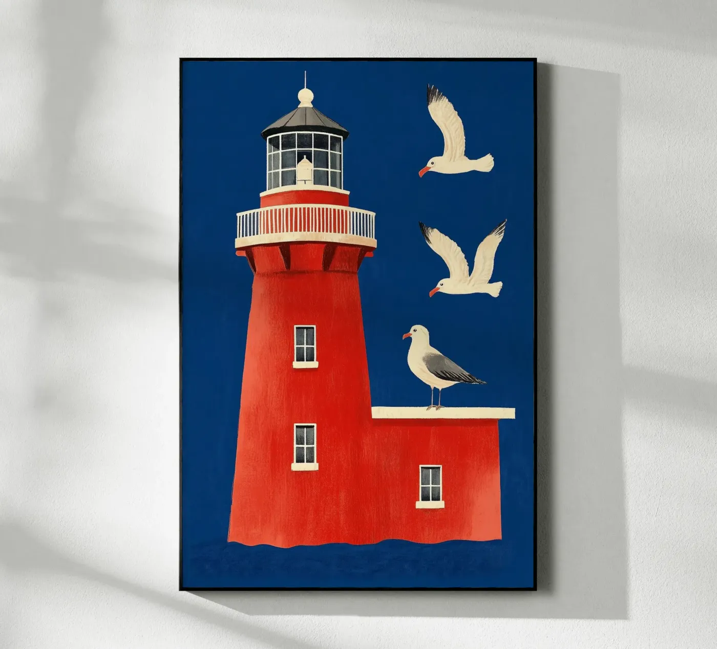 Lighthouse and seagulls acryl van Curious Canvas