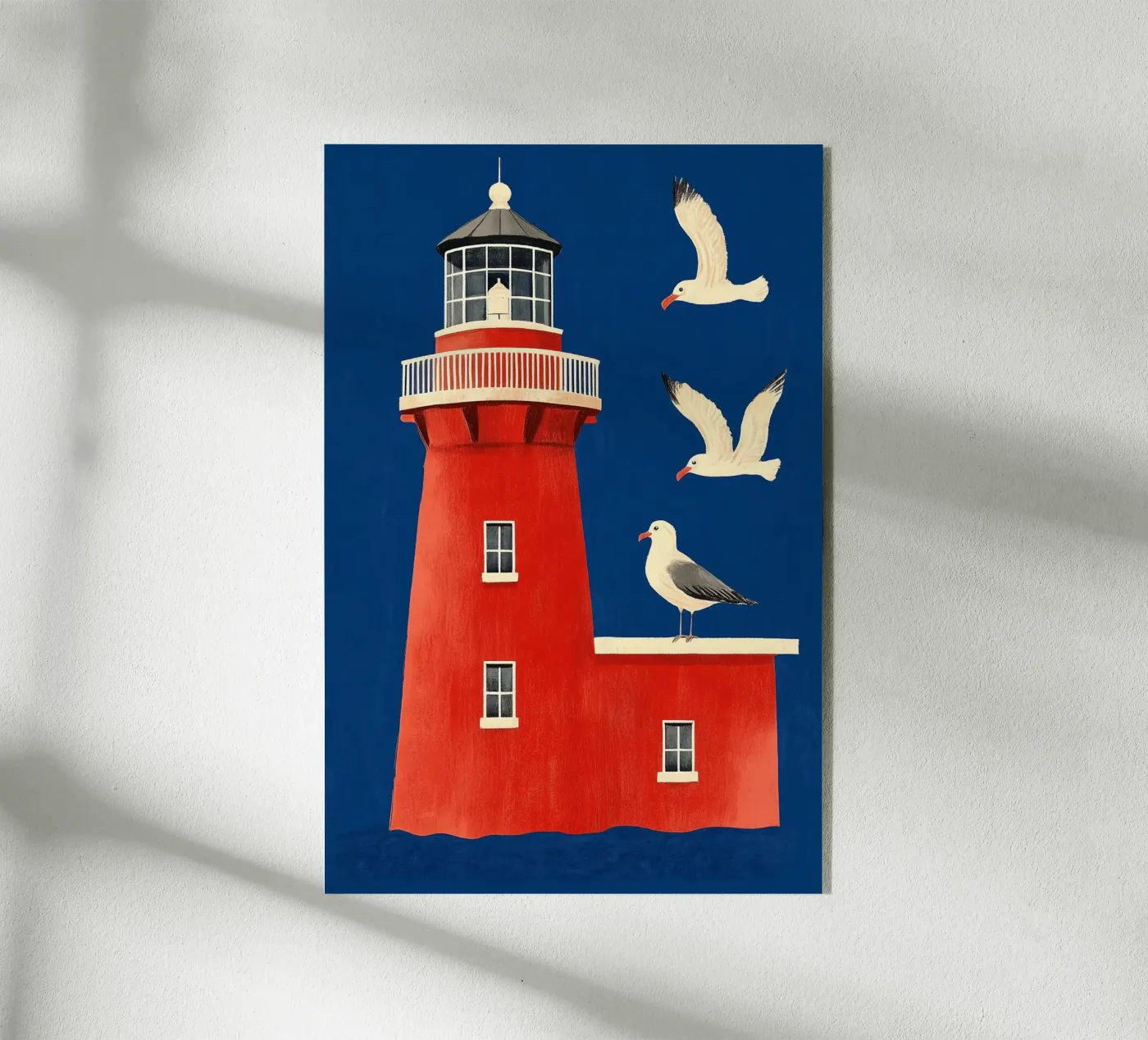 Lighthouse and seagulls acryl van Curious Canvas