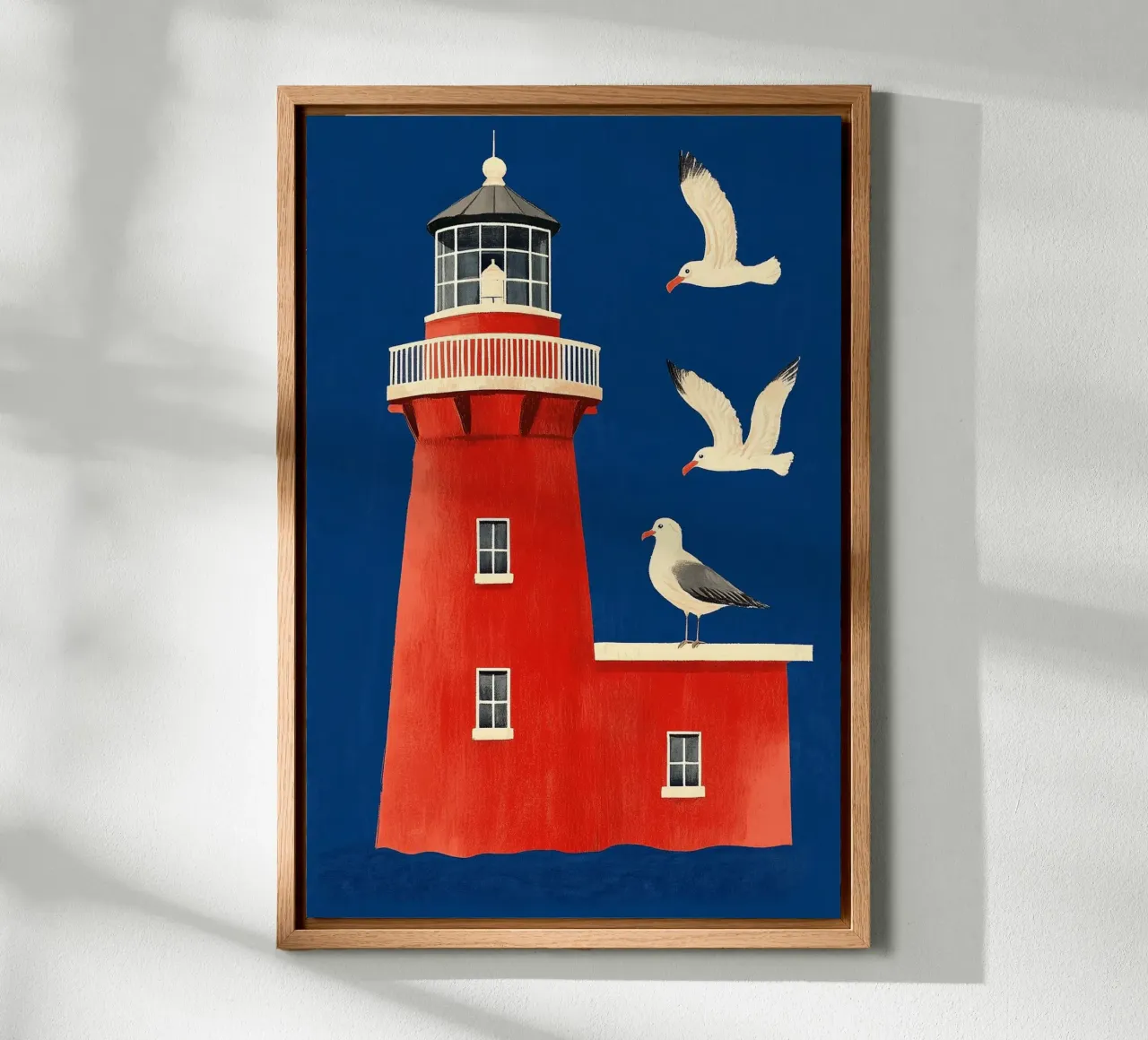 Lighthouse and seagulls canvas by Curious Canvas