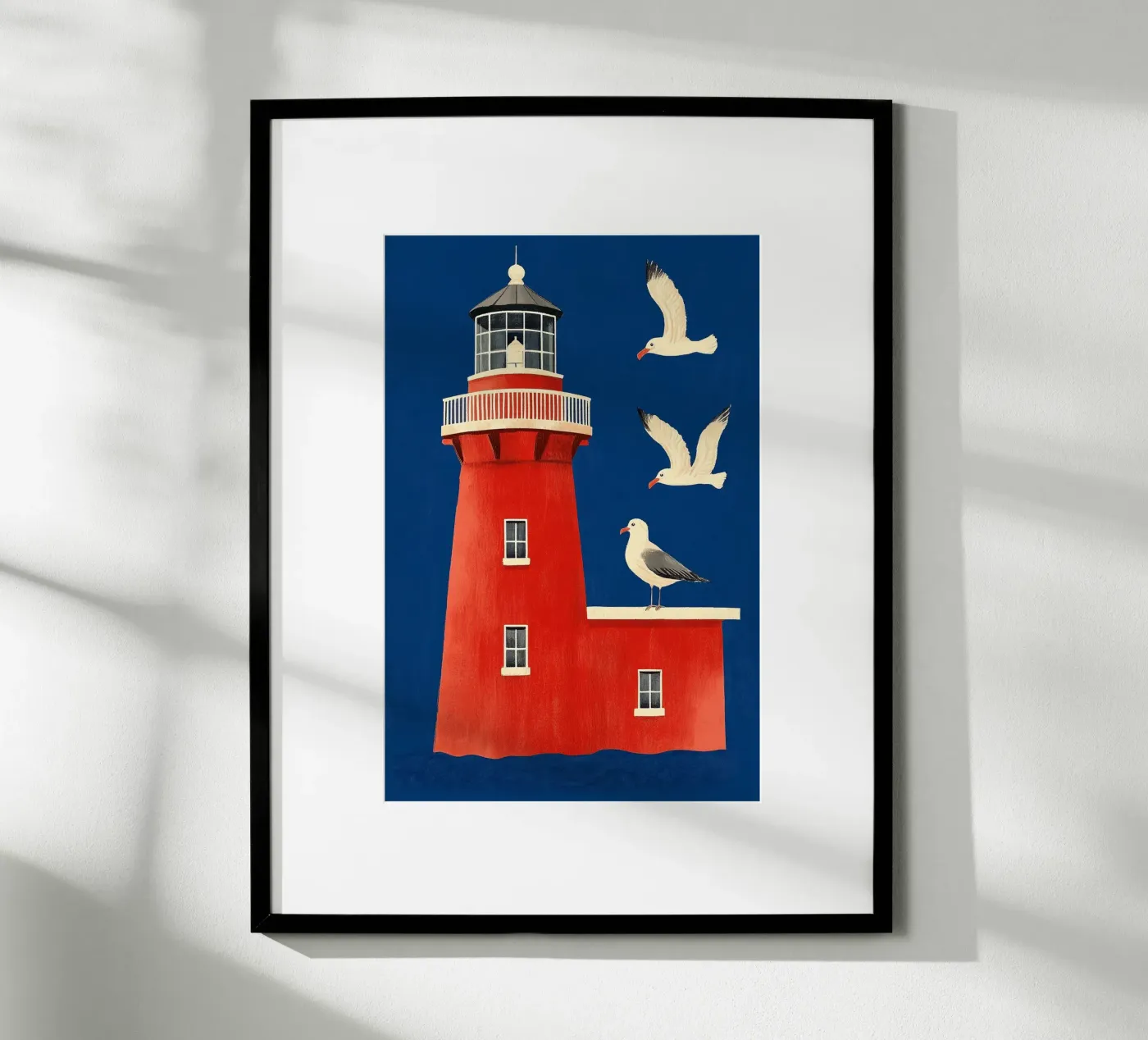 Lighthouse and seagulls poster da Curious Canvas