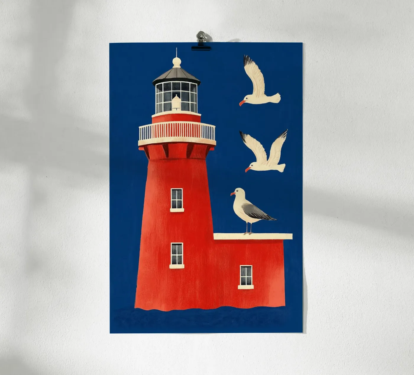 Lighthouse and seagulls poster da Curious Canvas