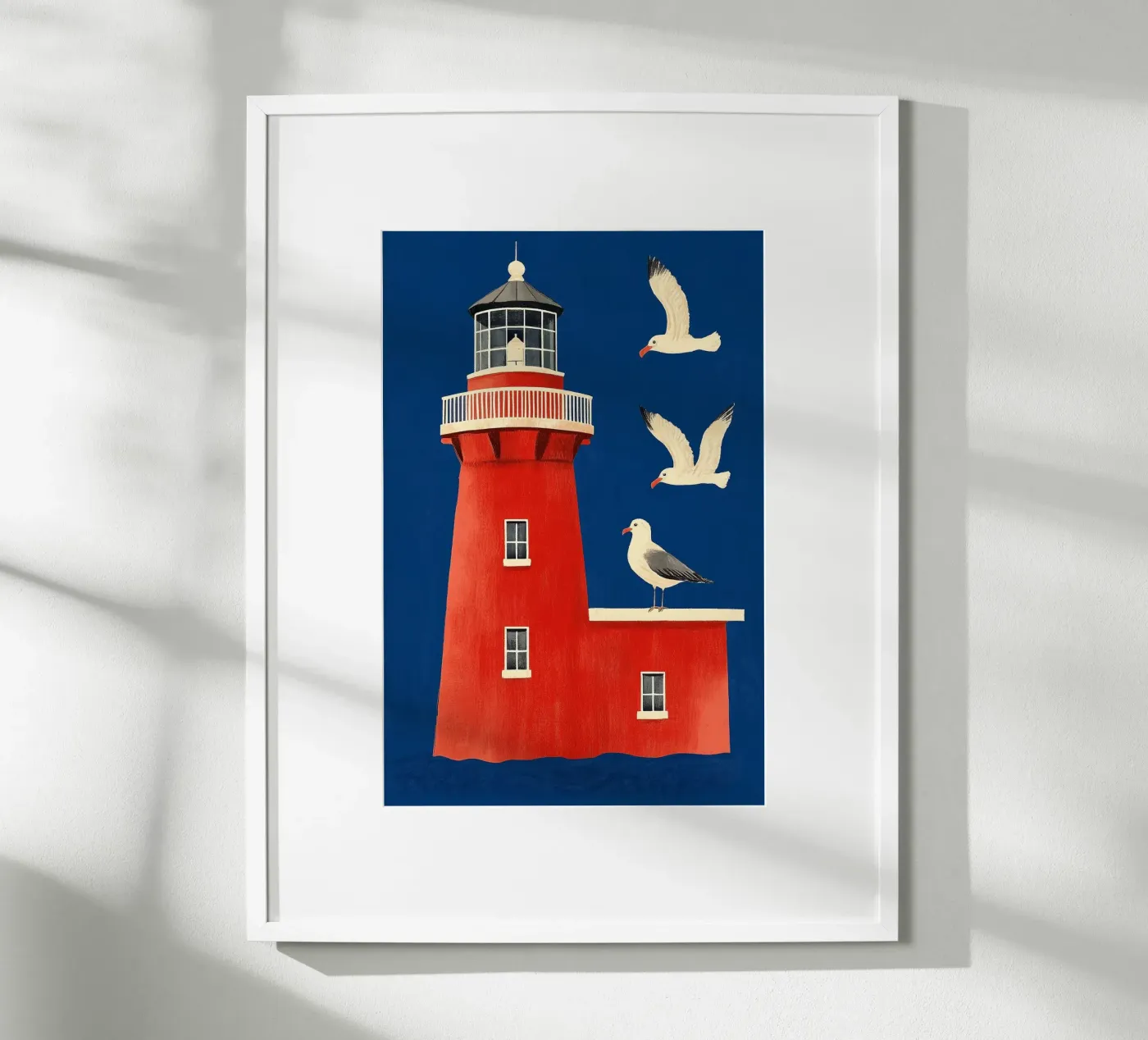 Lighthouse and seagulls poster da Curious Canvas