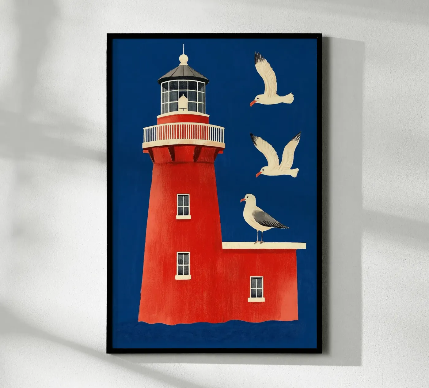 Lighthouse and seagulls poster da Curious Canvas