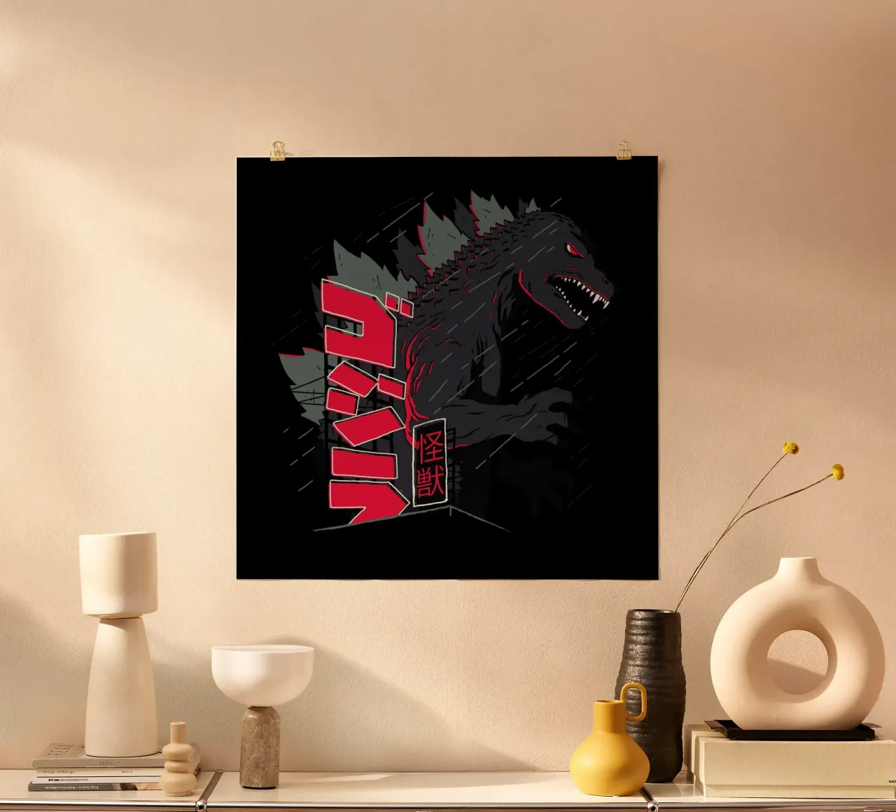Night Kaiju poster con telaio in alluminio da DinoMike