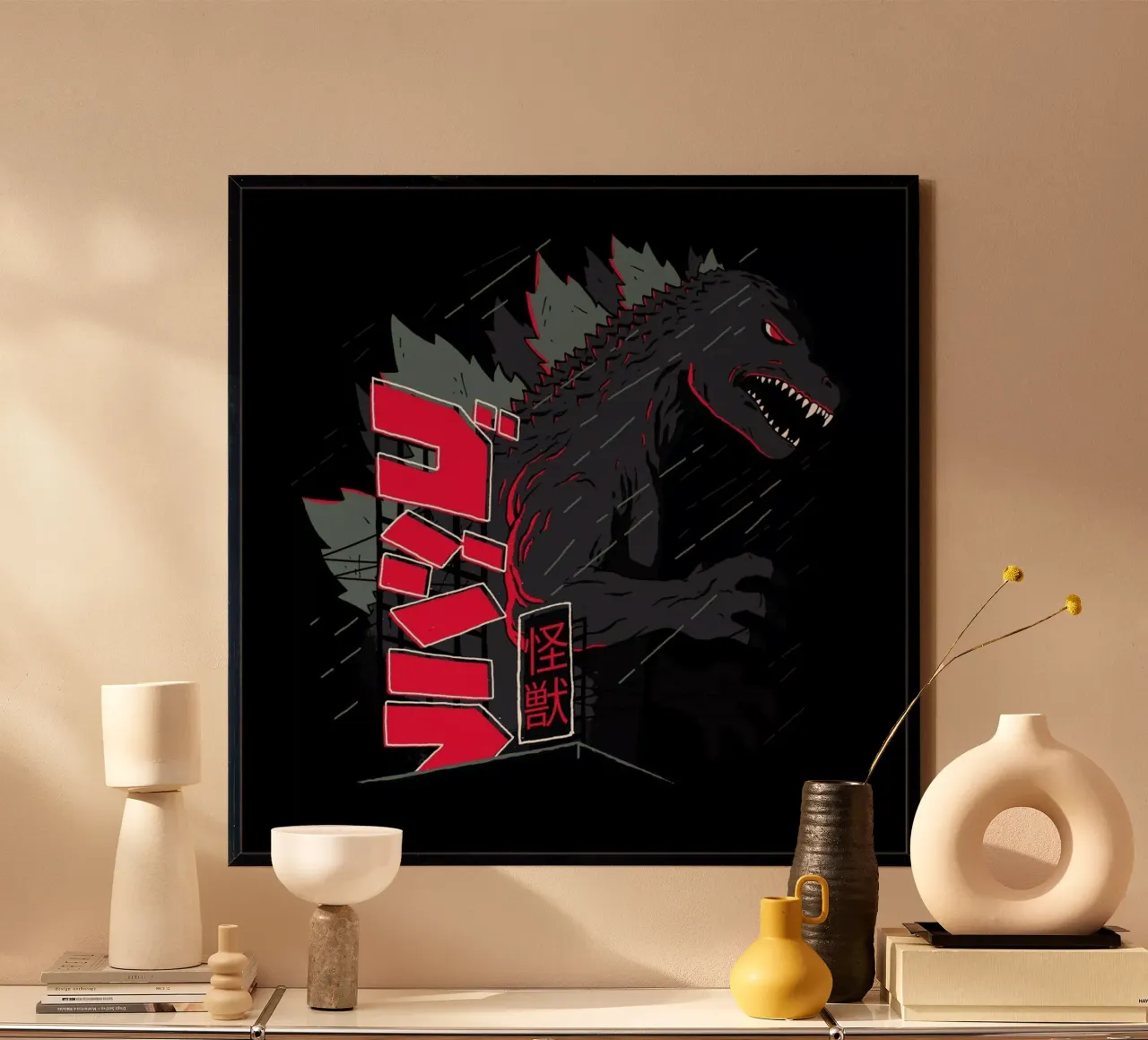 Night Kaiju poster con telaio in alluminio da DinoMike