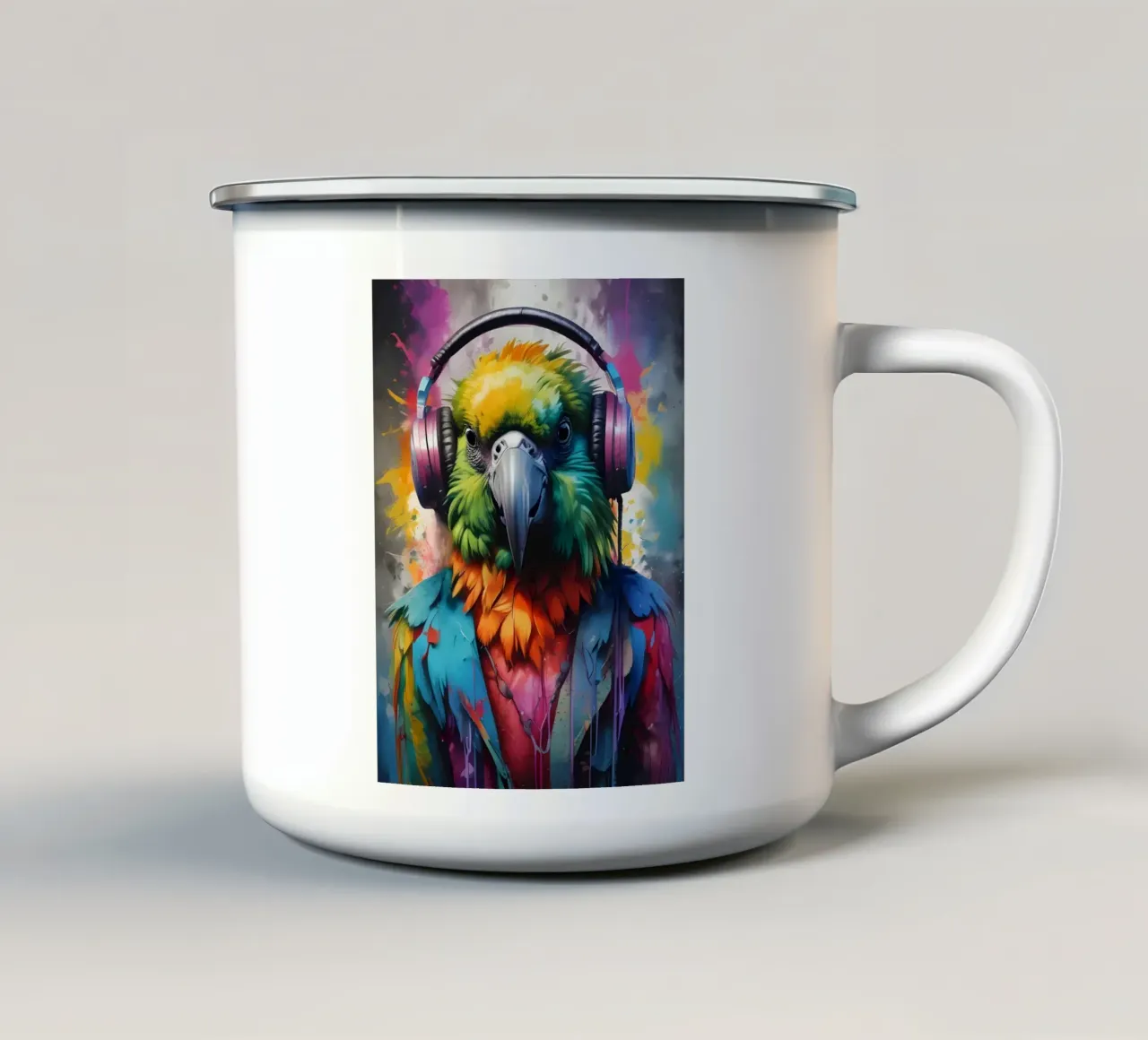 Pappagallo melomane tazza in smalto da MakArena