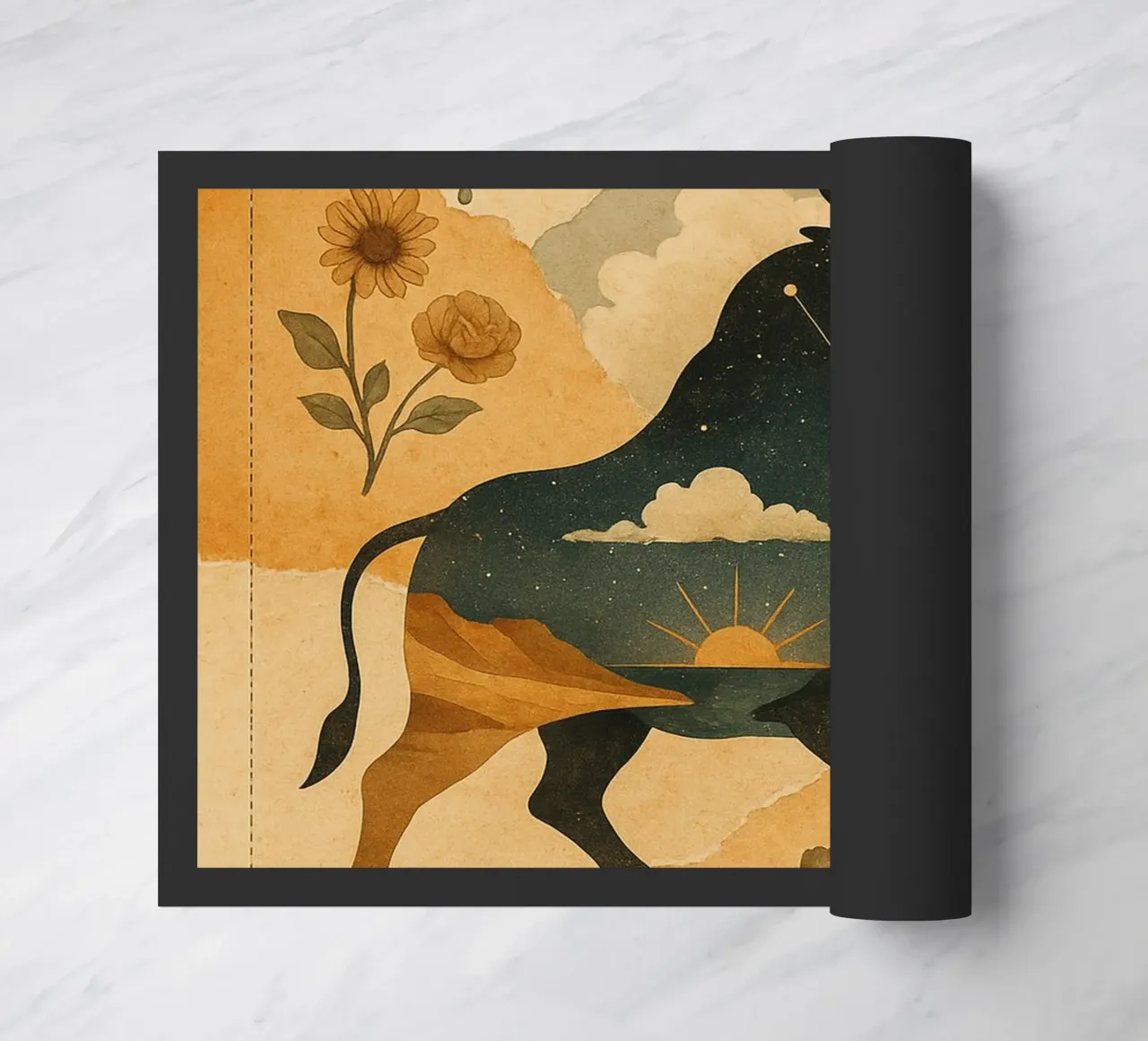 The Cosmic Bull: A Dreamlike Taurus Tapestry zerbino da Mosaic Dialogue