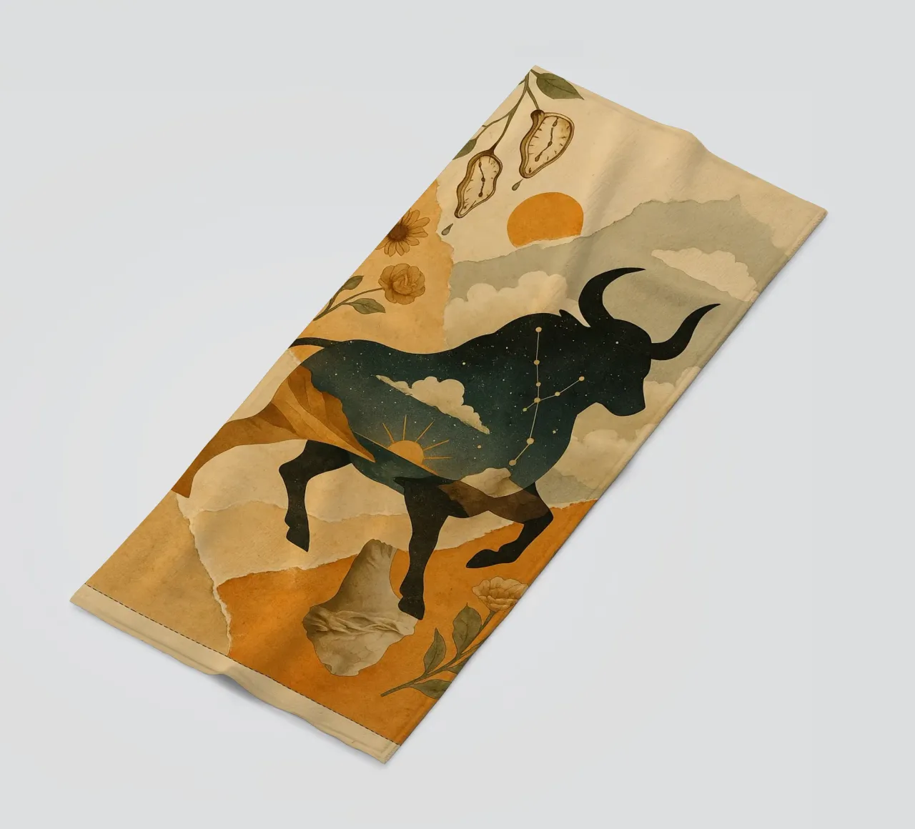 The Cosmic Bull: A Dreamlike Taurus Tapestry telo mare da Mosaic Dialogue
