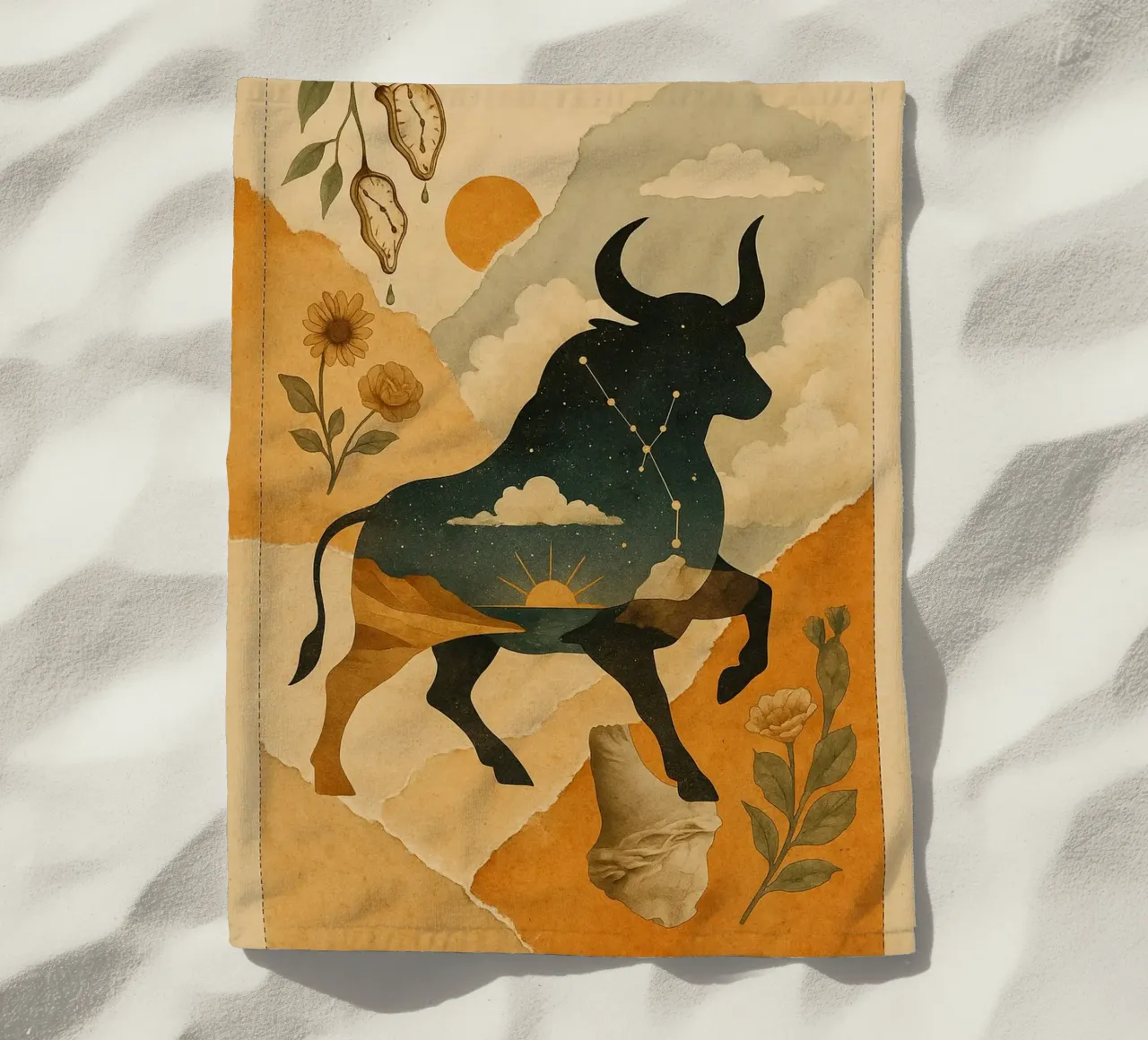 The Cosmic Bull: A Dreamlike Taurus Tapestry telo mare da Mosaic Dialogue