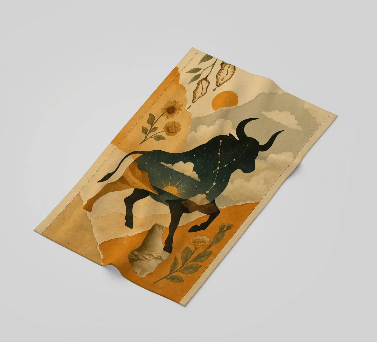The Cosmic Bull: A Dreamlike Taurus Tapestry telo mare da Mosaic Dialogue