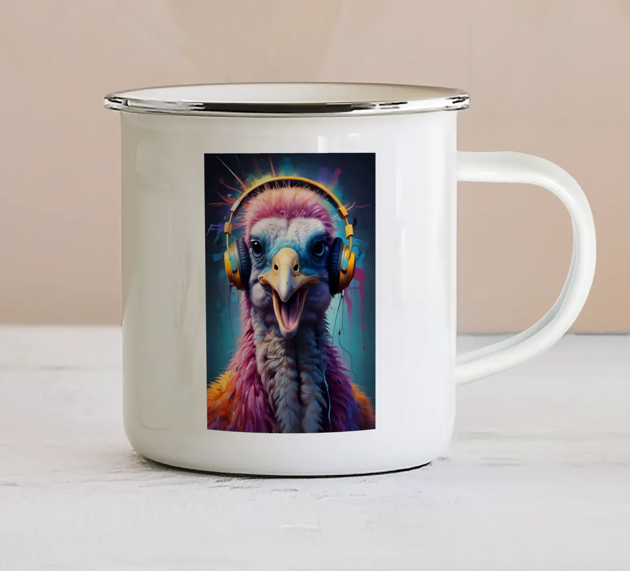 Struzzo melomane tazza in smalto da MakArena
