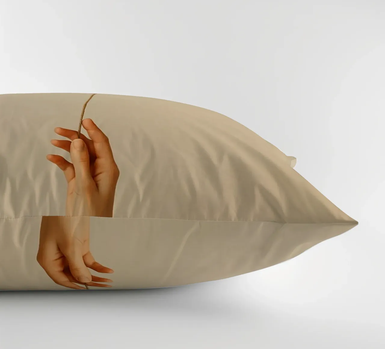 Held by a String: A Terracotta Heart Balloon cuscino da Mosaic Dialogue