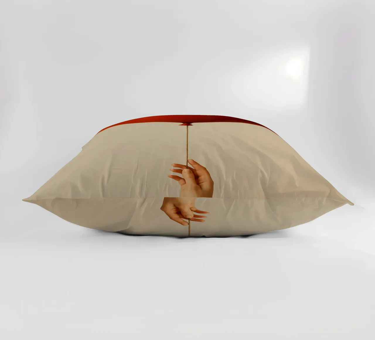 Held by a String: A Terracotta Heart Balloon cuscino da Mosaic Dialogue