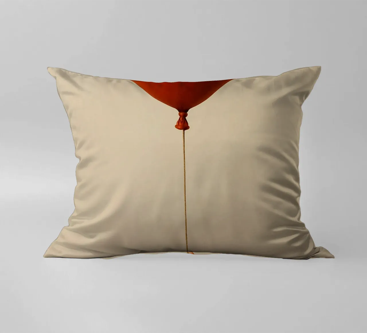 Held by a String: A Terracotta Heart Balloon cuscino da Mosaic Dialogue