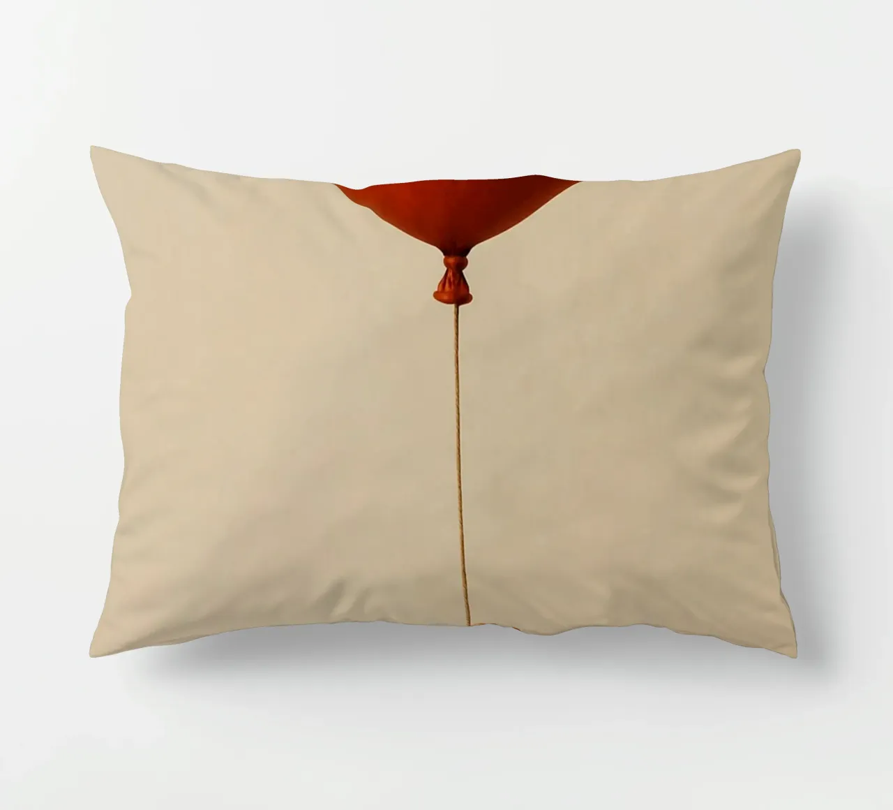 Held by a String: A Terracotta Heart Balloon cuscino da Mosaic Dialogue