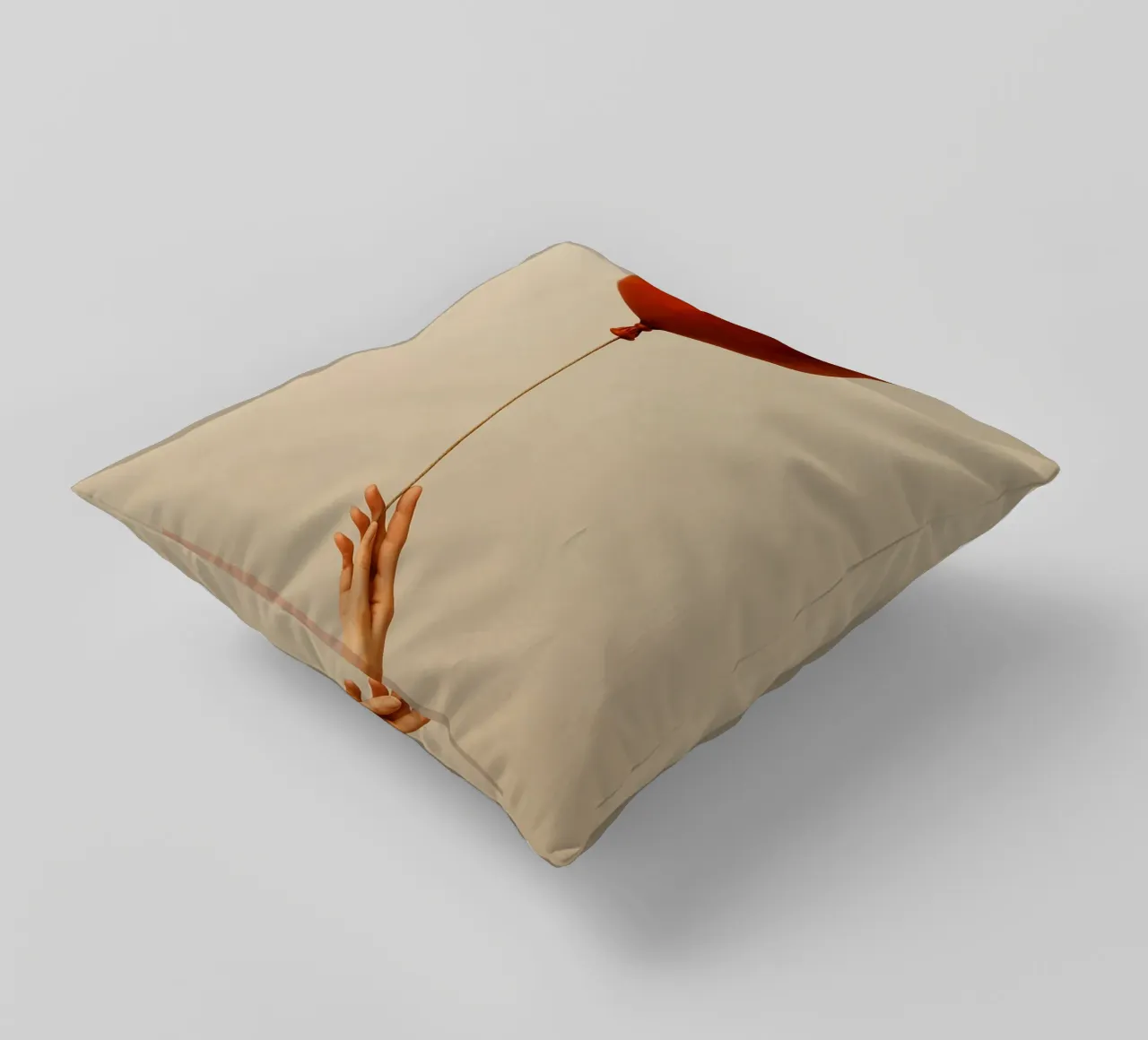 Held by a String: A Terracotta Heart Balloon cuscino da Mosaic Dialogue