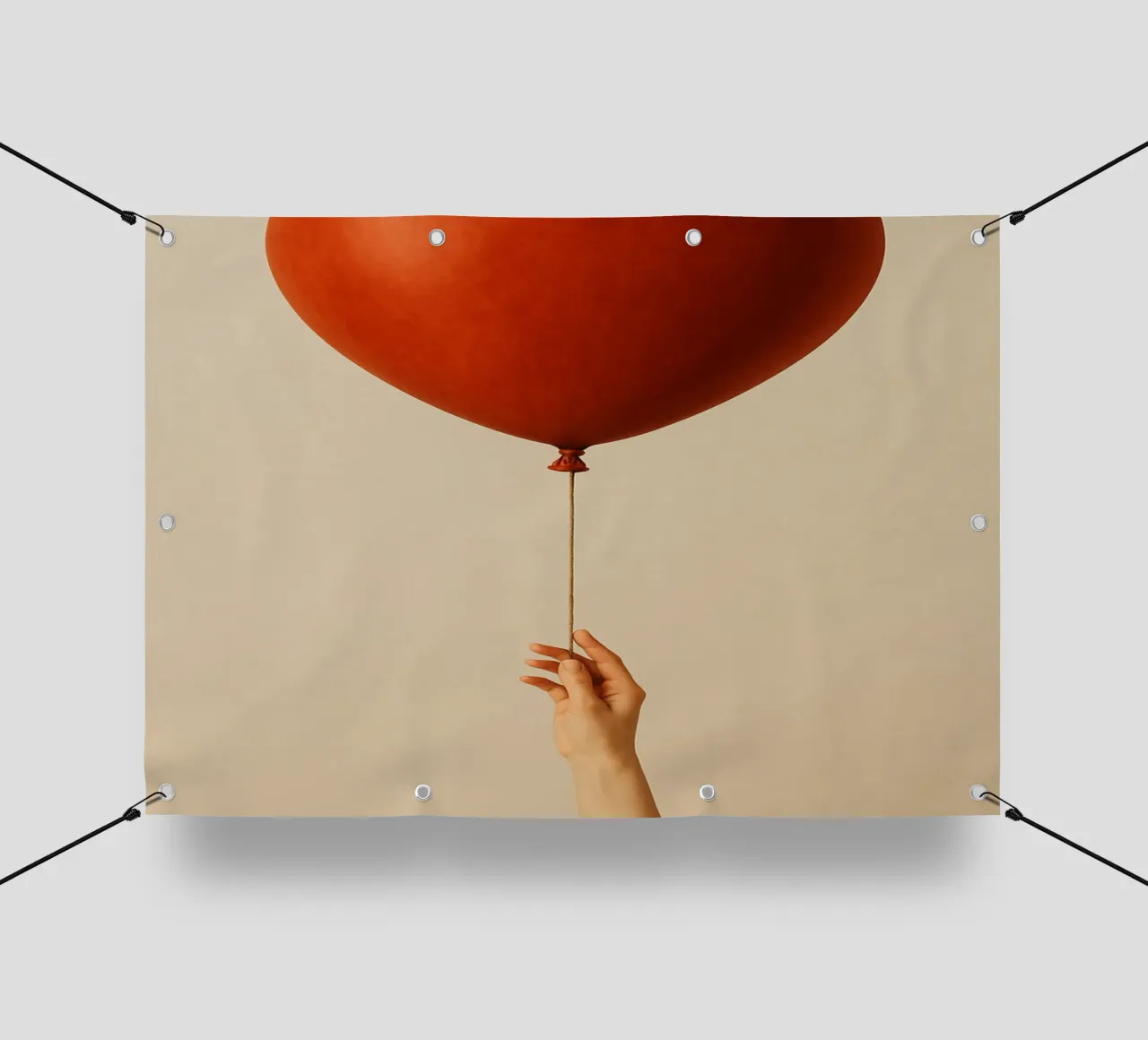 Held by a String: A Terracotta Heart Balloon telo in pvc da Mosaic Dialogue