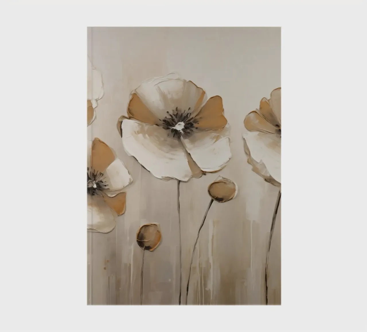 Poppies in taupe colours notebook by Imagine