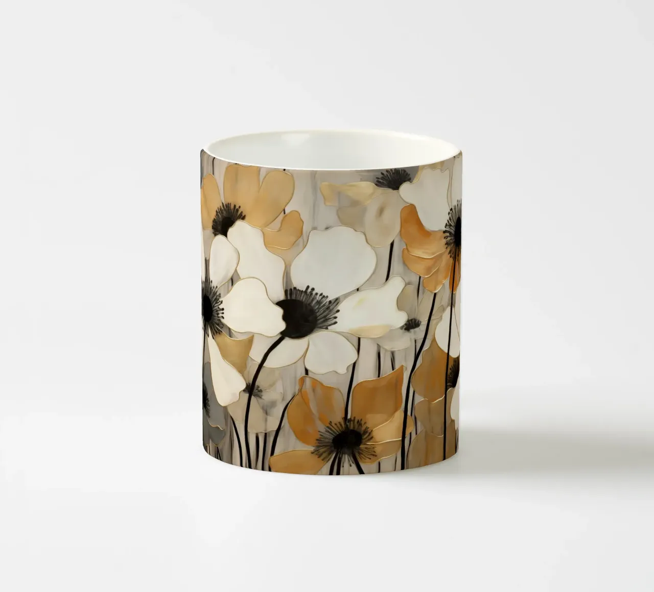 Fiori in crema e marrone tazza in ceramica da Imagine
