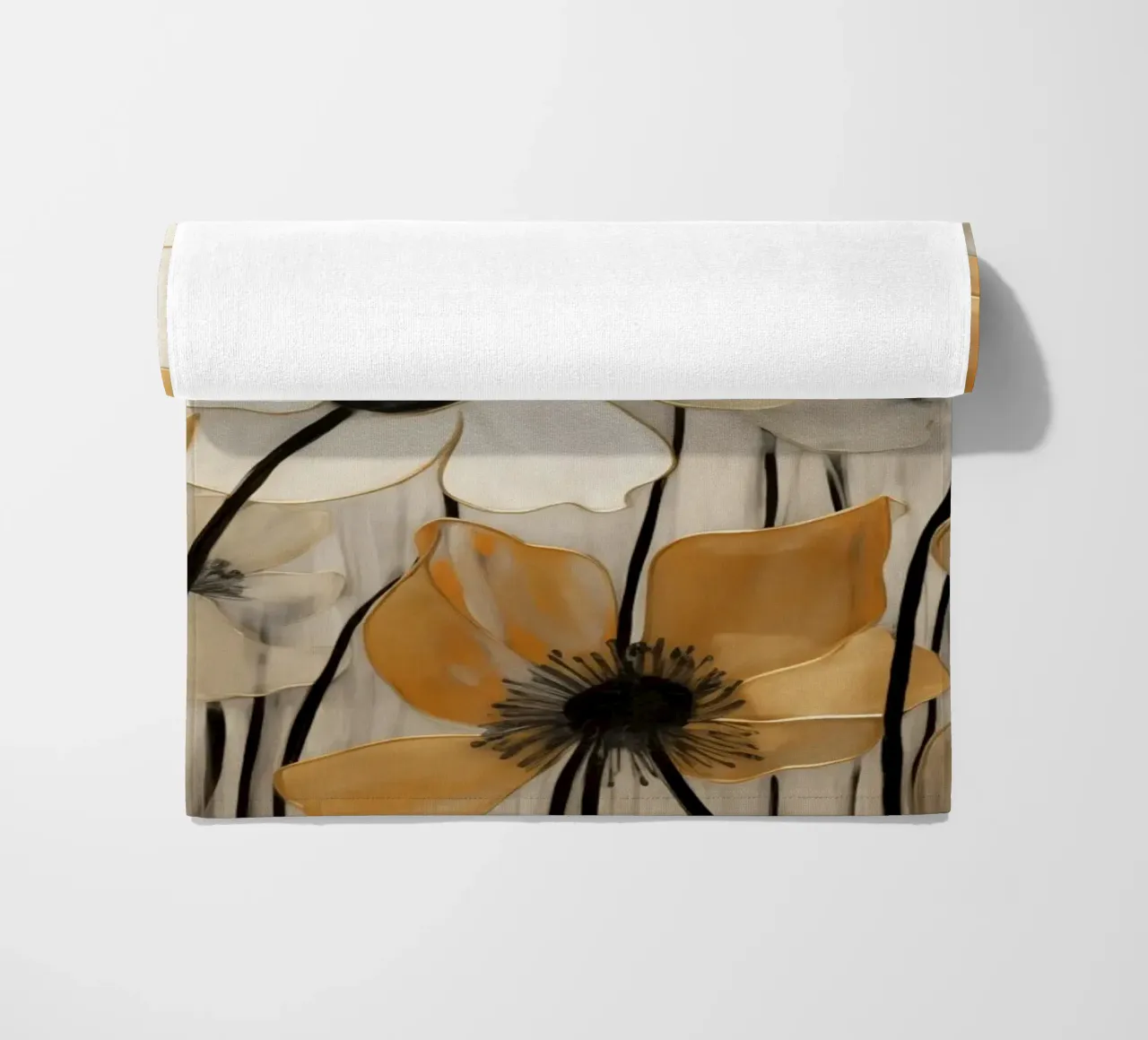 Fiori in crema e marrone telo mare da Imagine