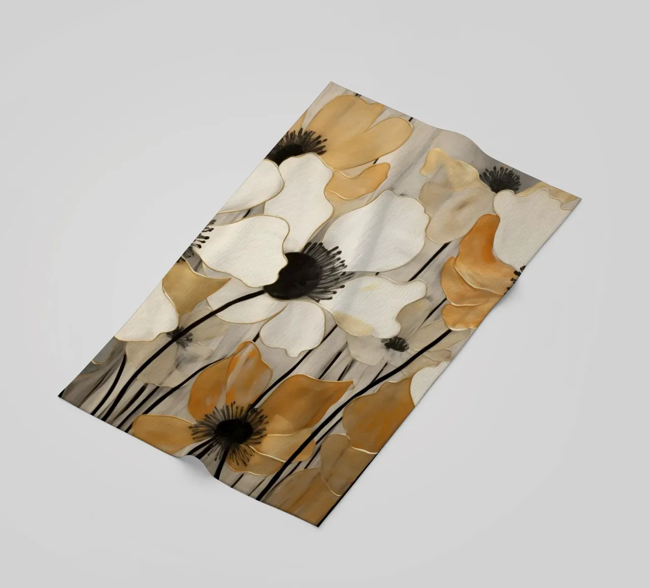 Fiori in crema e marrone telo mare da Imagine