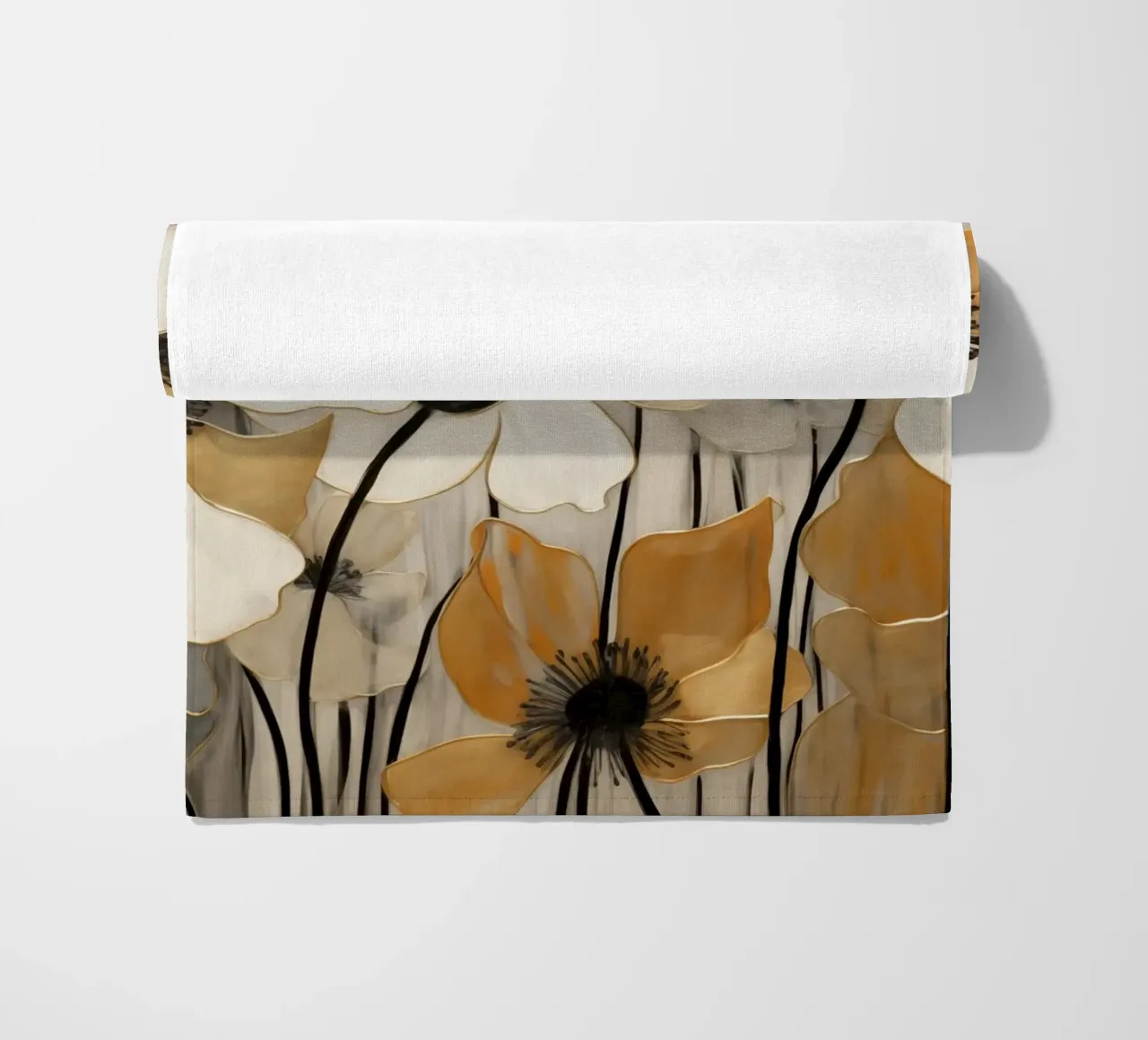 Fiori in crema e marrone telo mare da Imagine