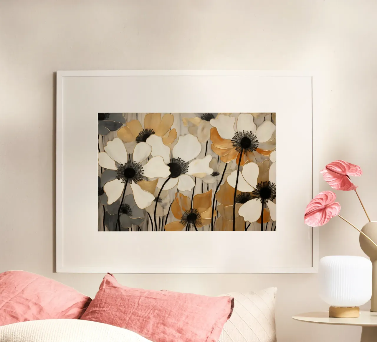 Fiori in crema e marrone carta hahnemühle da Imagine