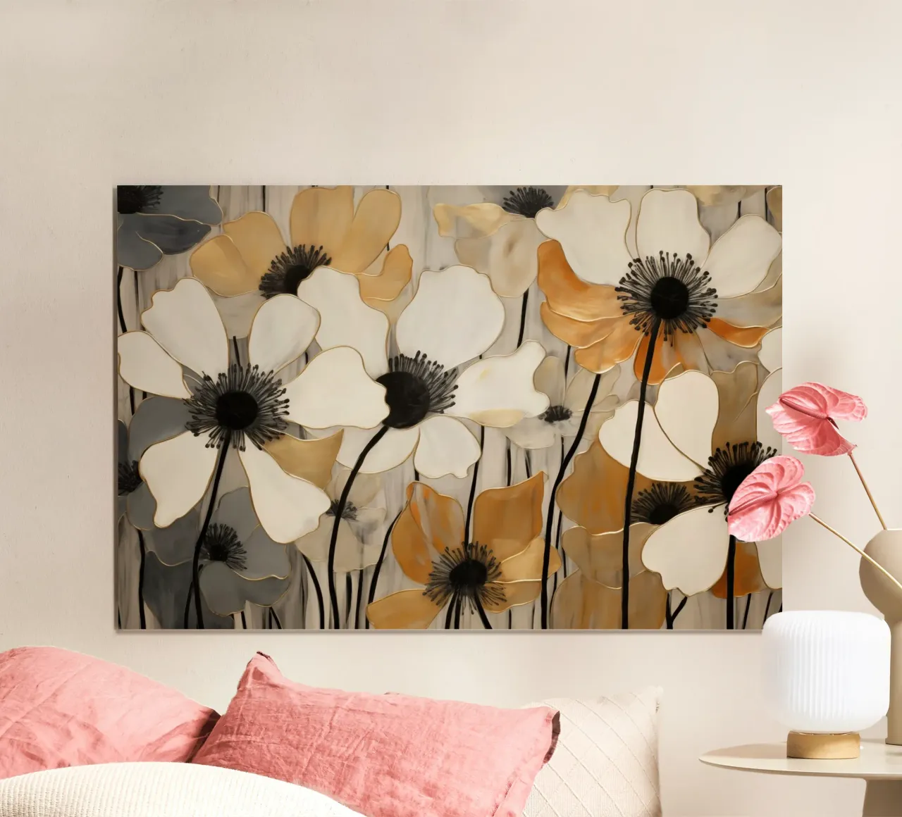 Fiori in crema e marrone carta hahnemühle da Imagine