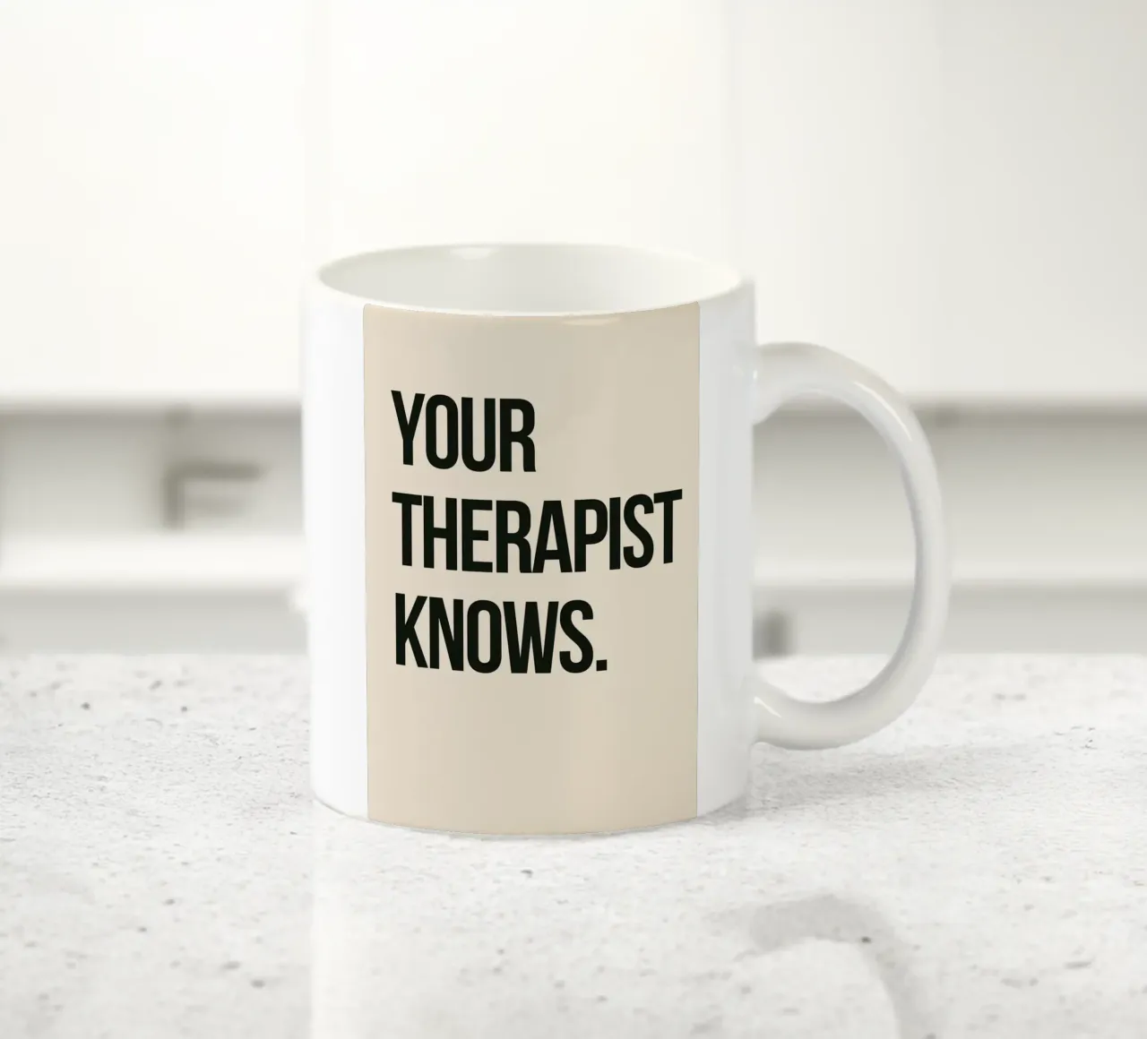 "Your Therapist Knows" - A Succinct Reminder tazza in ceramica da Mosaic Dialogue