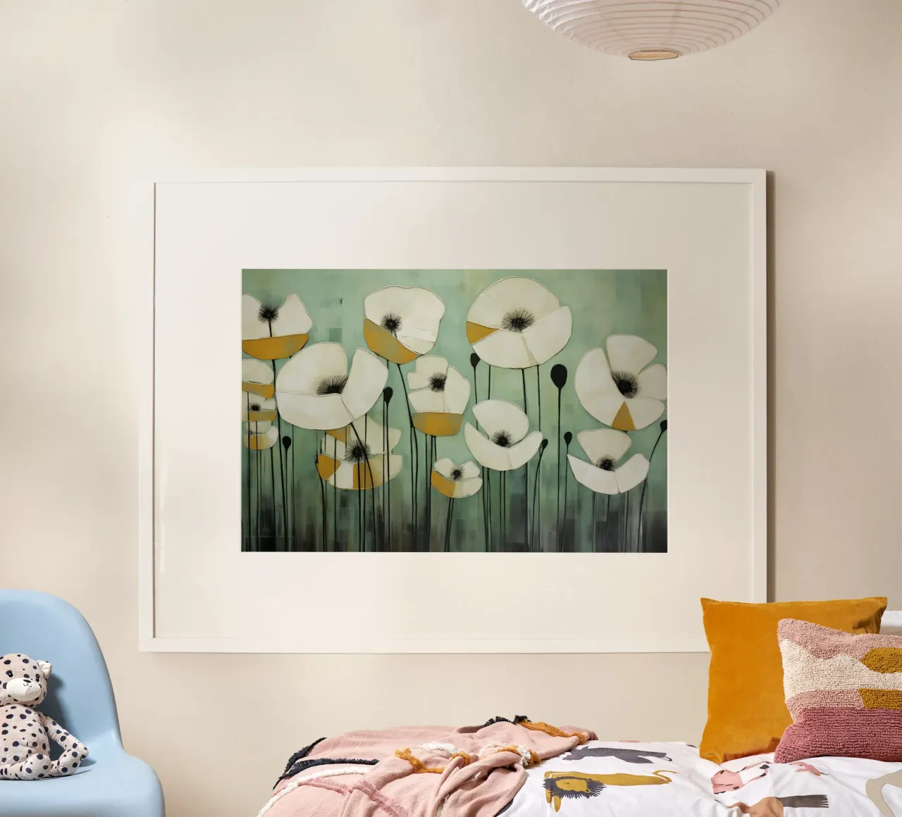 Klaprozen, abstract en groene pure poster van Imagine