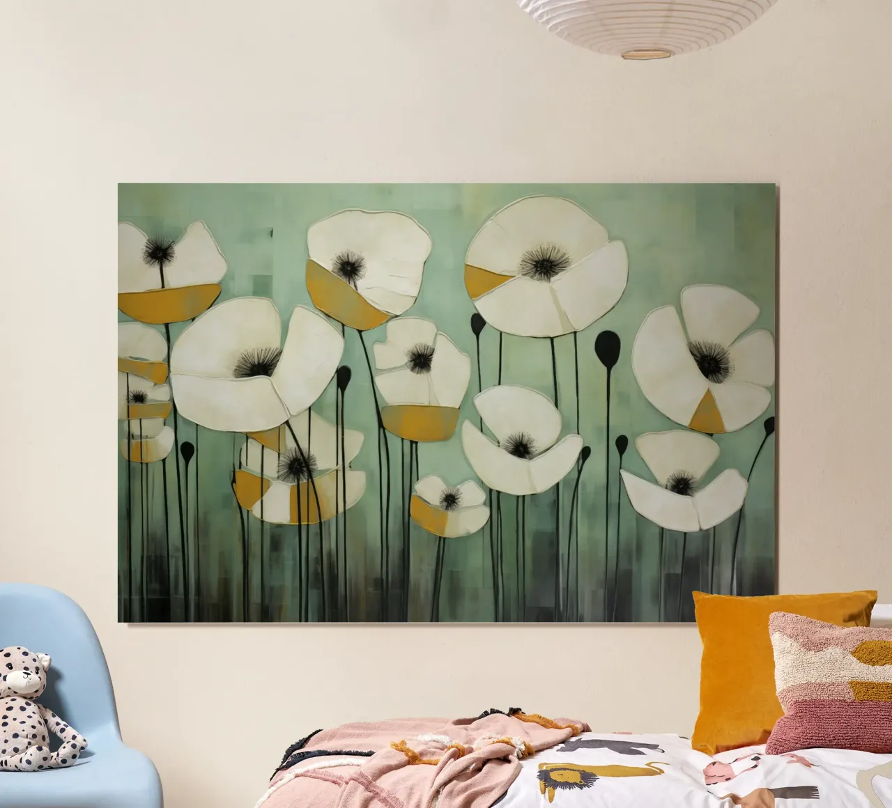 Klaprozen, abstract en groene pure poster van Imagine