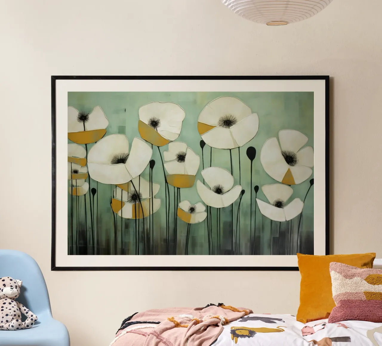 Klaprozen, abstract en groene pure poster van Imagine
