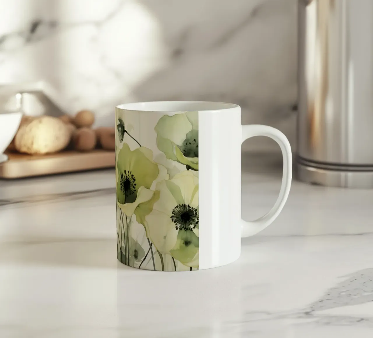 Papaveri nei colori verdi tazza in ceramica da Imagine