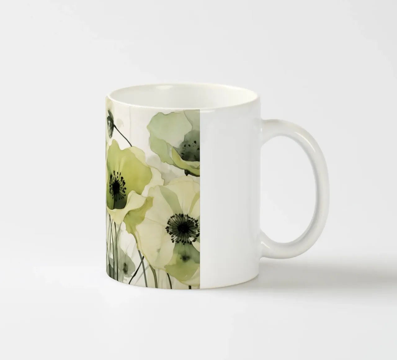Papaveri nei colori verdi tazza in ceramica da Imagine