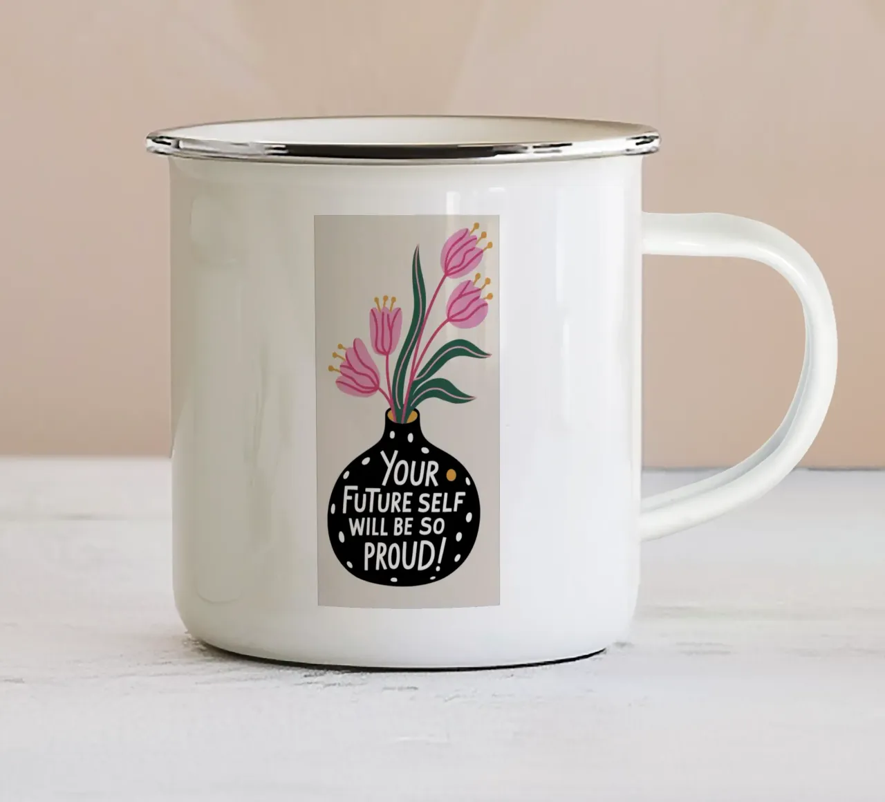 YOUR FUTURE SELF taza de esmalte de 20 Farben