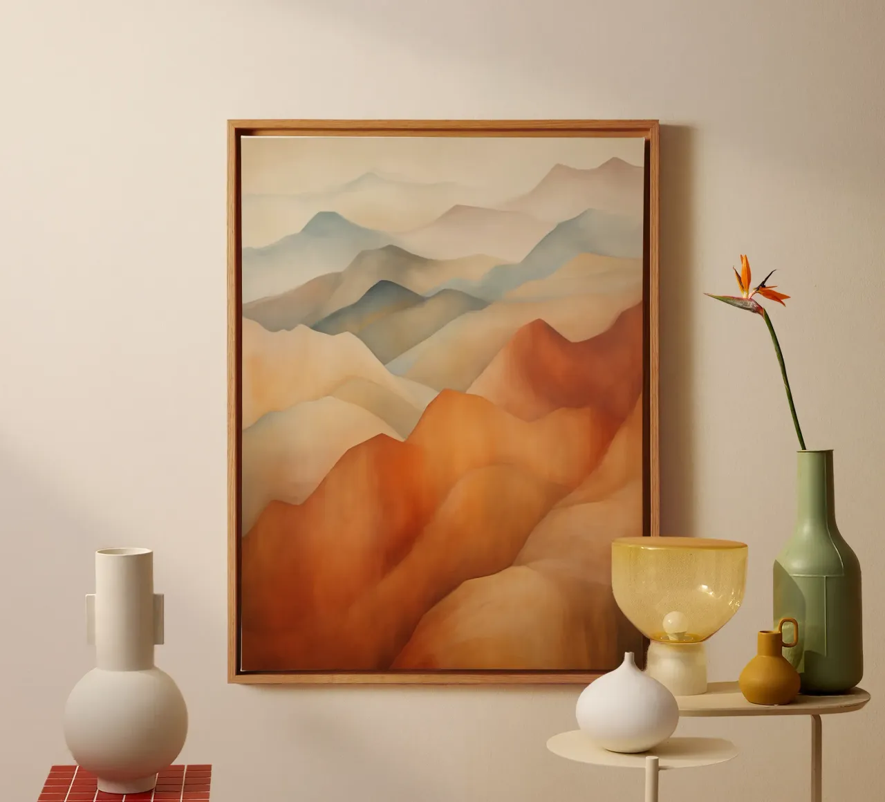 Paesaggio montano con i colori della terra tela con Cornice a cassetta da Imagine