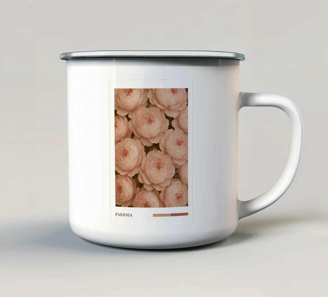 Delicate Peony Blossom Pattern tazza in smalto da Mosaic Dialogue