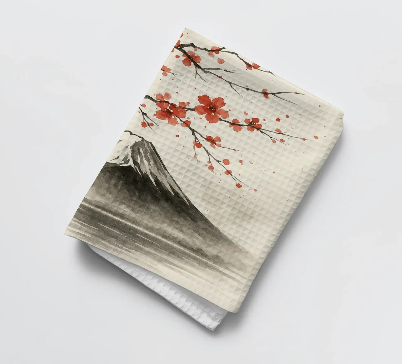 Mount Fuji and Cherry Blossoms theedoek van Mosaic Dialogue
