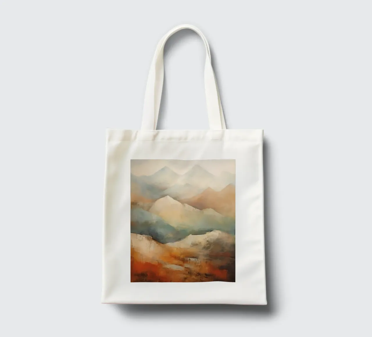 Mountain landscape in earthy colours tote bag by Imagine