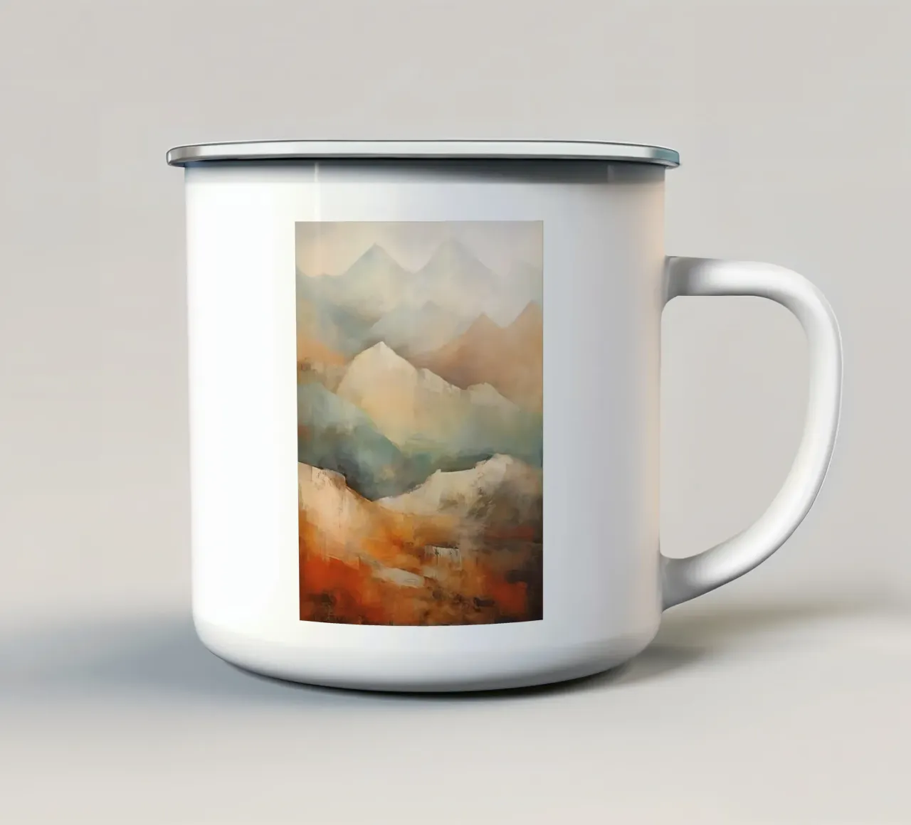 Paesaggio montano con i colori della terra tazza in smalto da Imagine