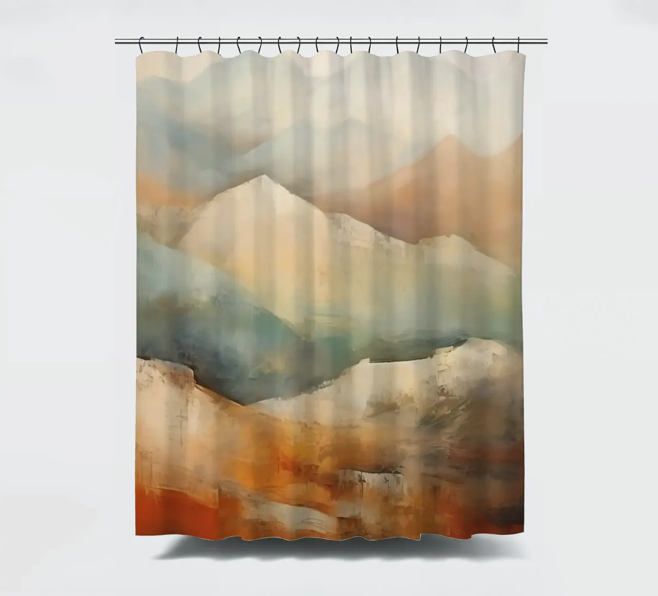 Mountain landscape in earthy colours shower curtain by Imagine
