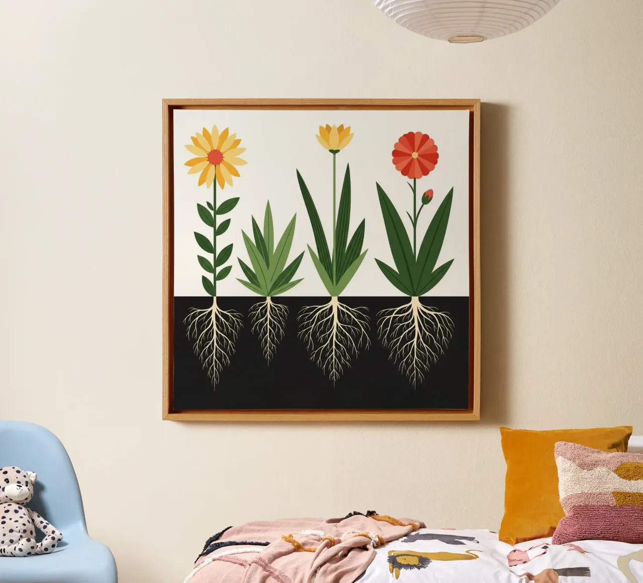 Floral bauhaus #007: Geometric Botany - Bauhaus Bloom tela con Cornice a cassetta da Zen Design