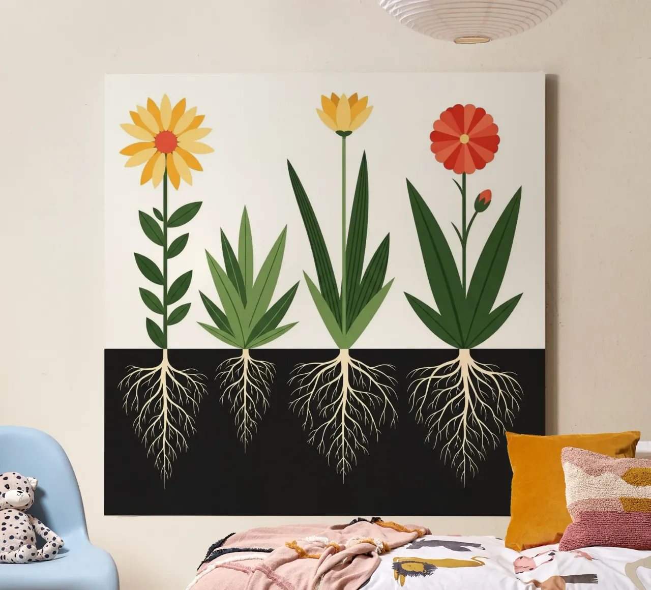 Floral bauhaus #007: Geometric Botany - Bauhaus Bloom tela con Cornice a cassetta da Zen Design