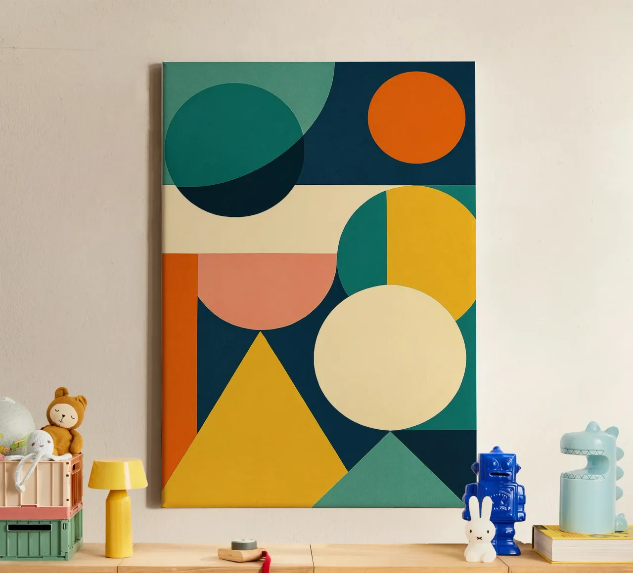 Mid-Century Modern Abstraction tela con Cornice a cassetta da Mosaic Dialogue