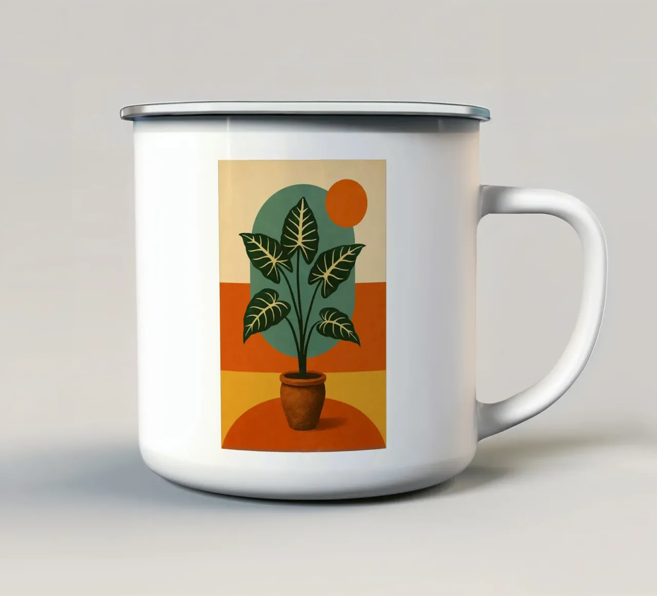 Alocasia in Mid-Century Modern Harmony tazza in smalto da Mosaic Dialogue