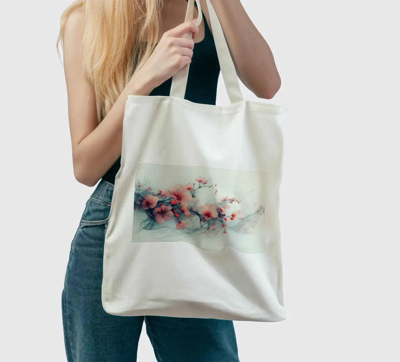 Bloesem rood borsa in juta da Imagine