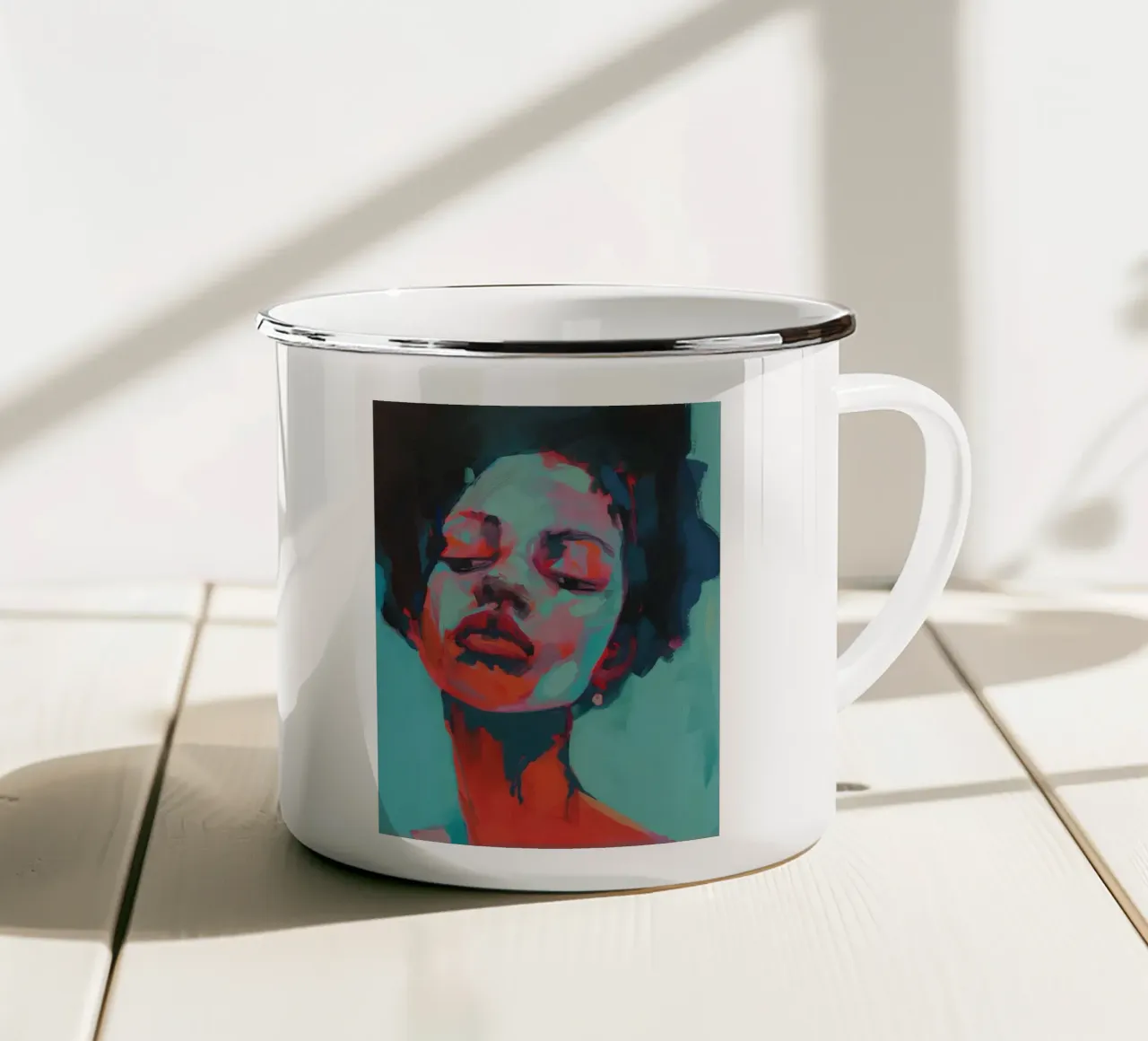 Ritratto di donna tazza in smalto da Imagine