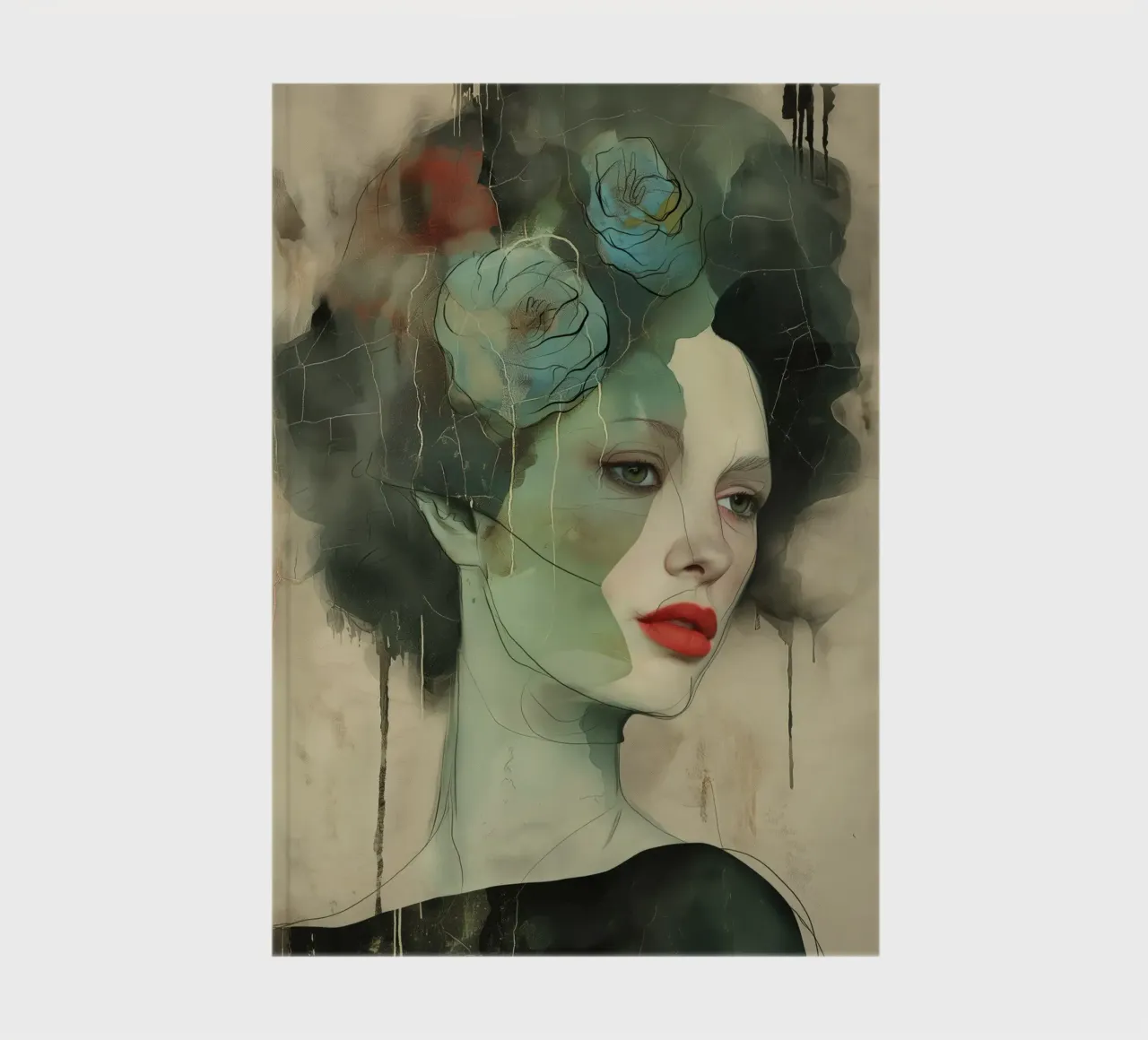 Abstract portrait in green colours notebook by Imagine