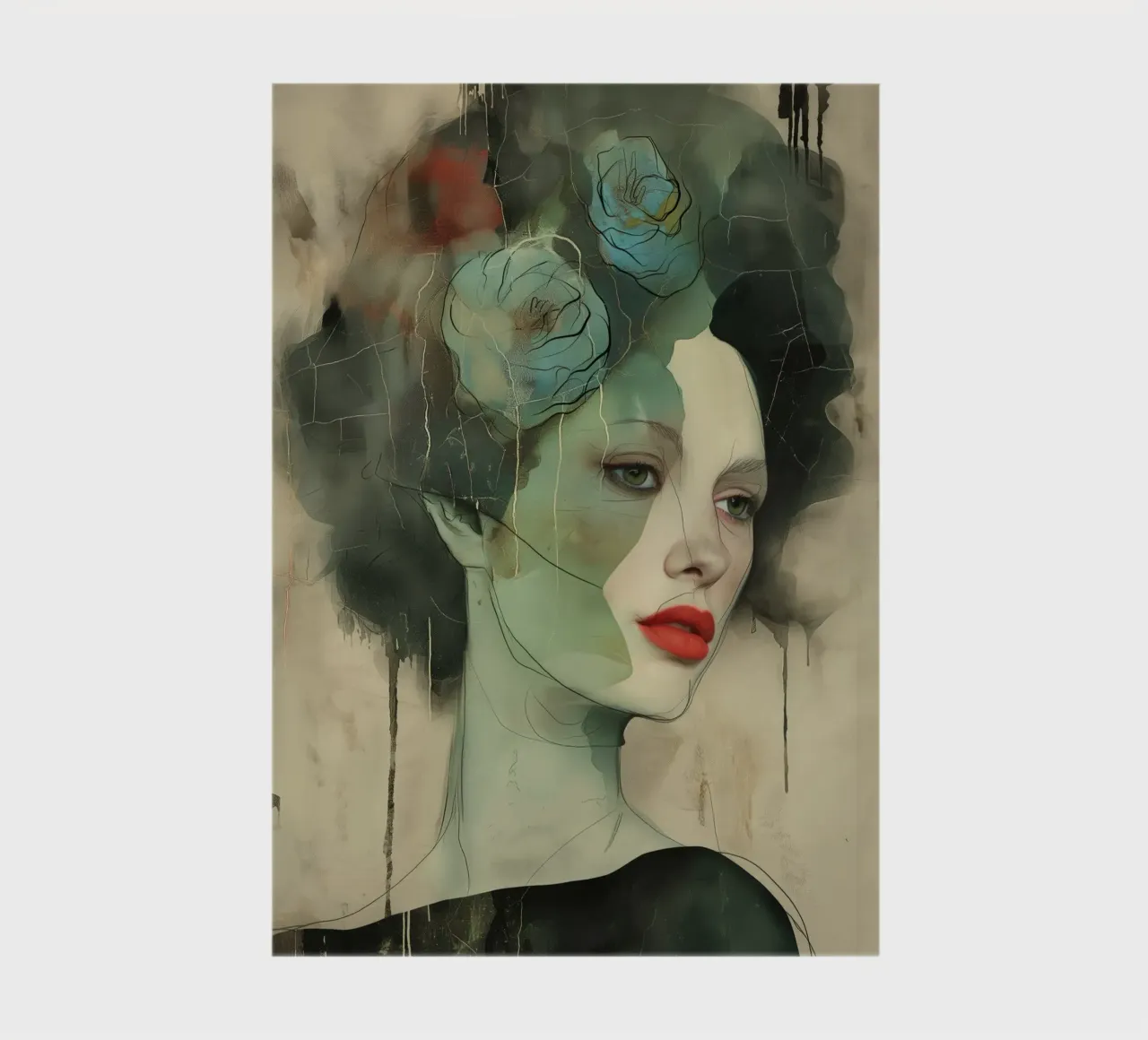 Abstract portrait in green colours notebook by Imagine