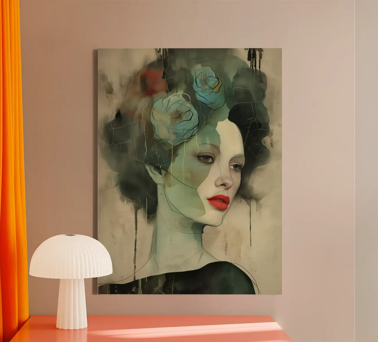 Abstract portrait in green colours canvas by Imagine